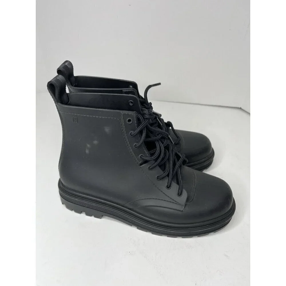 Mini Melissa Coturno Black Jelly Lace Up Platform Boots Size 4/EU35
